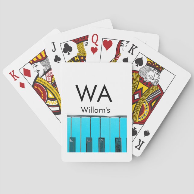 Monogram add initial letter name text piano music  playing cards (Back)