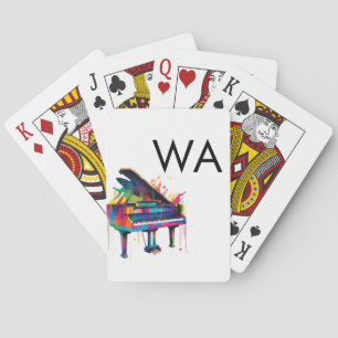 Monogram add initial letter name text piano music  playing cards