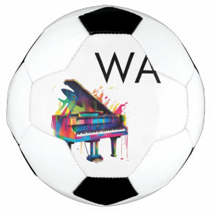 Monogram add initial letter name text piano music soccer ball