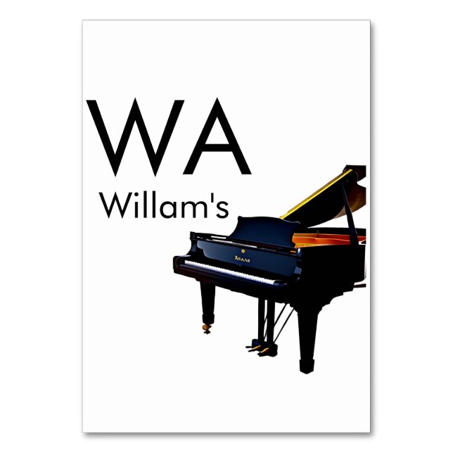 Monogram add initial letter name text piano music  table number (Front)