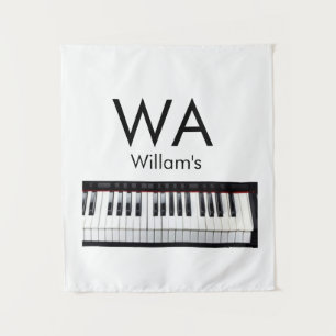 Monogram add initial letter name text piano music tapestry