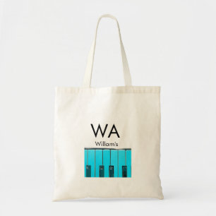 Monogram add initial letter name text piano music tote bag