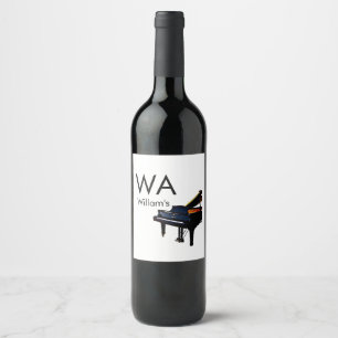 Monogram add initial letter name text piano music wine label