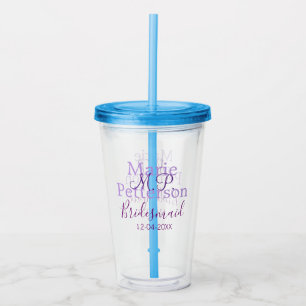 Monogram add name letter bridesmaid wedding maids acrylic tumbler