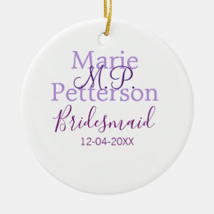 Monogram add name letter bridesmaid wedding maids  ceramic tree decoration
