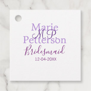 Monogram add name letter bridesmaid wedding maids favour tags