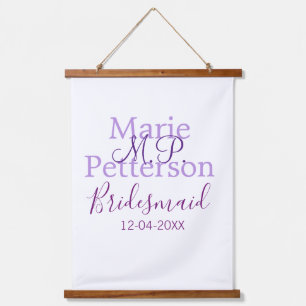 Monogram add name letter bridesmaid wedding maids  hanging tapestry
