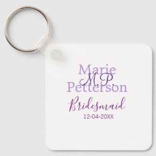 Monogram add name letter bridesmaid wedding maids key ring