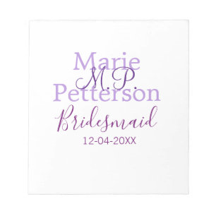 Monogram add name letter bridesmaid wedding maids notepad