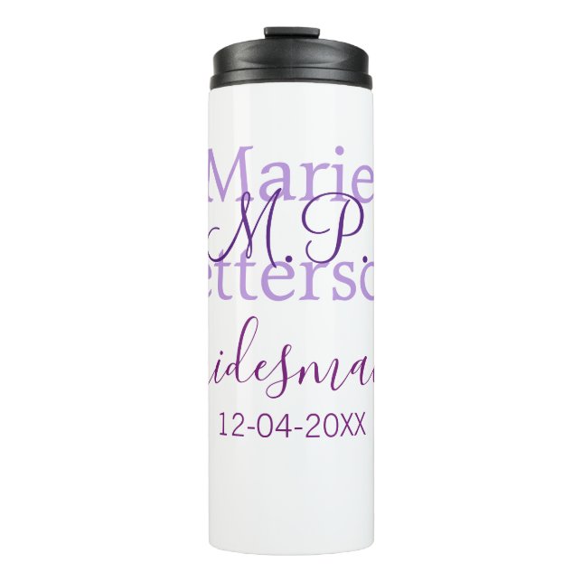 Monogram add name letter bridesmaid wedding maids  thermal tumbler (Front)