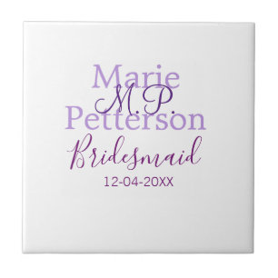 Monogram add name letter bridesmaid wedding maids tile