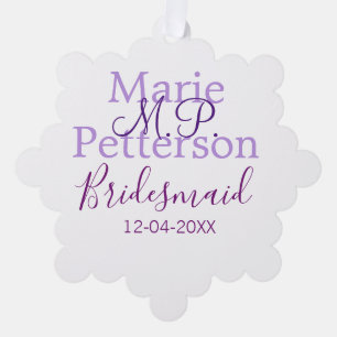 Monogram add name letter bridesmaid wedding maids  tree decoration card
