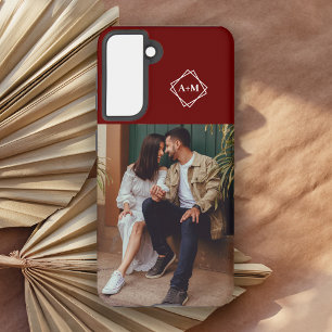 Monogram Add Your Own Photo Green Colour Block S Samsung Galaxy Case