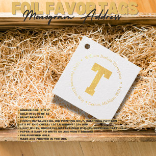 Monogram Address  Favour Tags