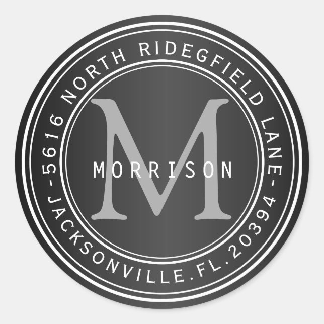 Monogram Address Label in Black 2 (Front)