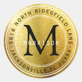 Monogram Address Label in Gold Metallic