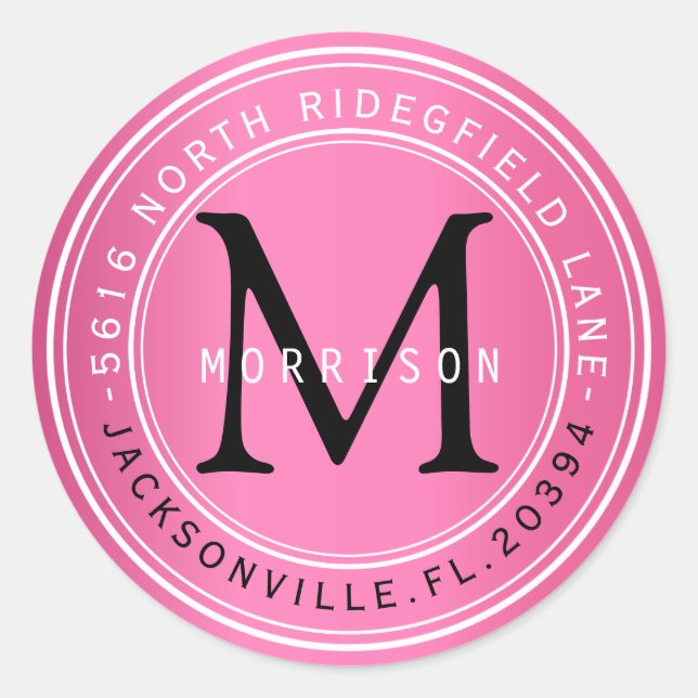 Monogram Address Label in Pink 2 (Front)