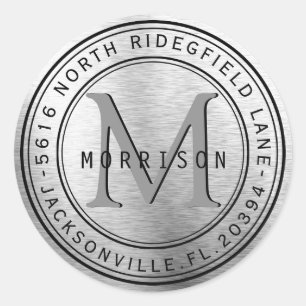 Monogram Address Label in Silver Metal