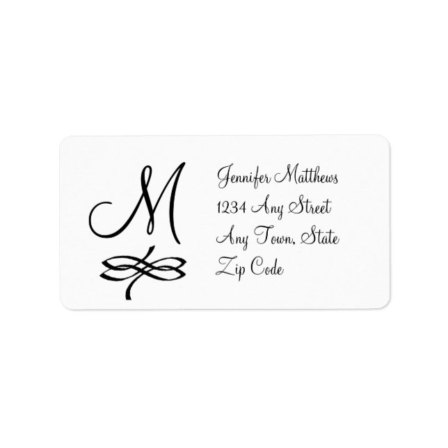 Monogram Address Labels Black and White (Front)