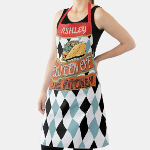 Monogram adorable retro artwork Taco expert Apron