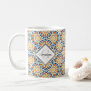 Monogram Aegean Summer Oranges And Lemons Fans Coffee Mug