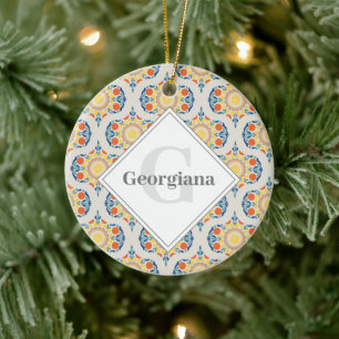 Monogram Aegean Summer Oranges And Lemons Mid Mod Ceramic Tree Decoration