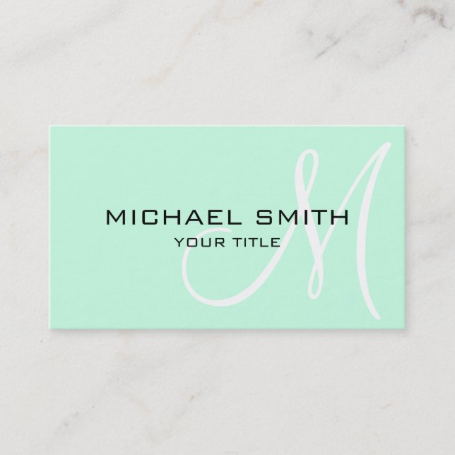 Monogram Aero blue colour background Business Card (Front)