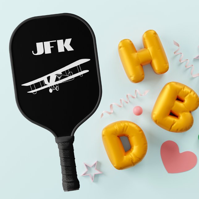 Monogram aeroplane flying, Aviation, minimalist Pickleball Paddle (Creator Uploaded)