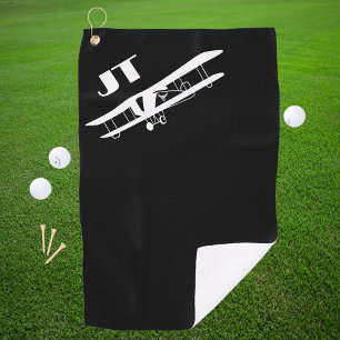 Monogram & Aeroplane, Simple, Cool Aviation Golf Towel