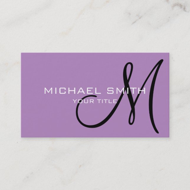 Monogram African violet colour background Business Card (Front)