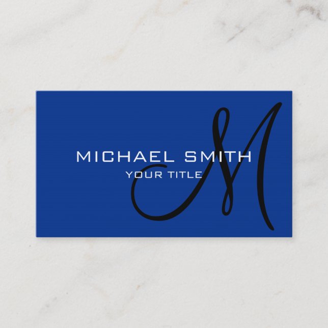 Monogram Air Force blue colour background Business Card (Front)