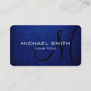 Monogram Air Force Blue Leather Look Business Card