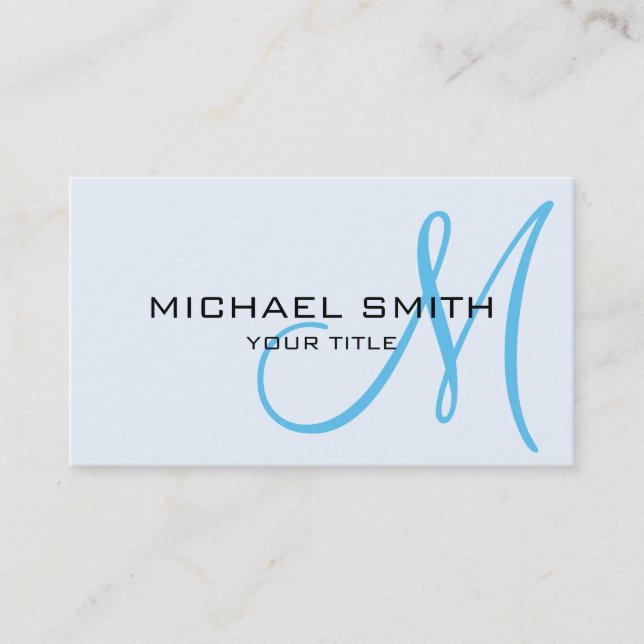 Monogram Alice blue colour background Business Card (Front)