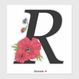 monogram, alphabet, letter R, floral monogram, flo