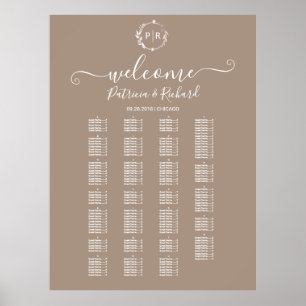 Monogram Alphabetical Seating Chart Sign Board