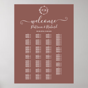 Monogram Alphabetical Seating Chart Sign Board