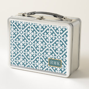 Monogram Amadora Blue Pattern Metal Lunch Box