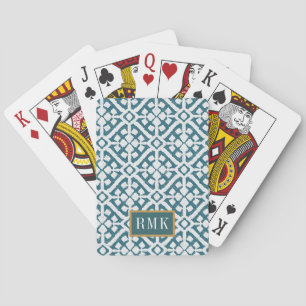 Monogram   Amadora Blue Pattern Playing Cards