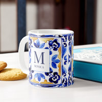 Monogram Amalfi Vietri Italian blue tiles gifts