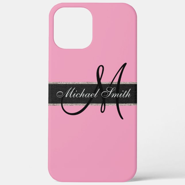 Monogram Amaranth pink Background Case-Mate iPhone Case (Back)
