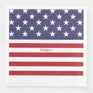Monogram American USA Flag 4th of July Personalize Napkin