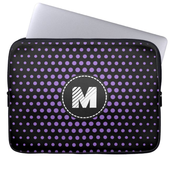 Monogram Amethyst Techno Dots Modern Laptop Sleeve (Front)