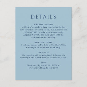Monogram Ampersand Dusty Navy Blue Wedding Details Enclosure Card
