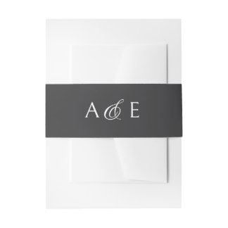 Monogram Ampersand Grey Wedding Invitation Belly Band