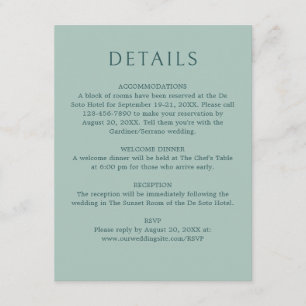 Monogram Ampersand Sage Green Wedding Details Enclosure Card