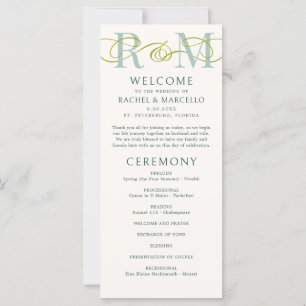 Monogram Ampersand Sage Green Wedding Program