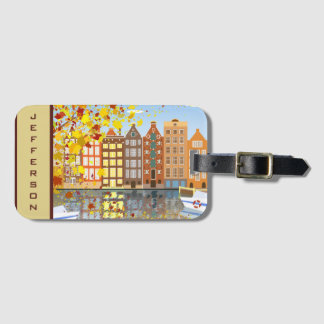 Monogram Amsterdam City Canal Colourful Luggage Ta Luggage Tag