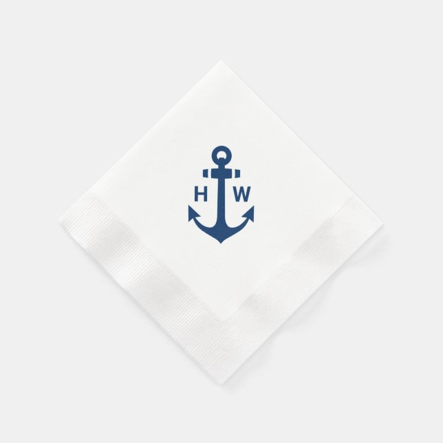 Monogram Anchor Diagonal in Navy Napkins (Corner)