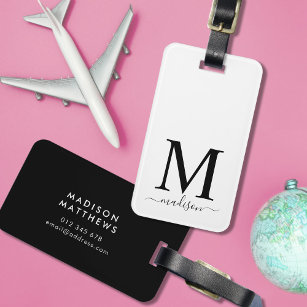 Monogram and Calligraphy with Editable Background Luggage Tag