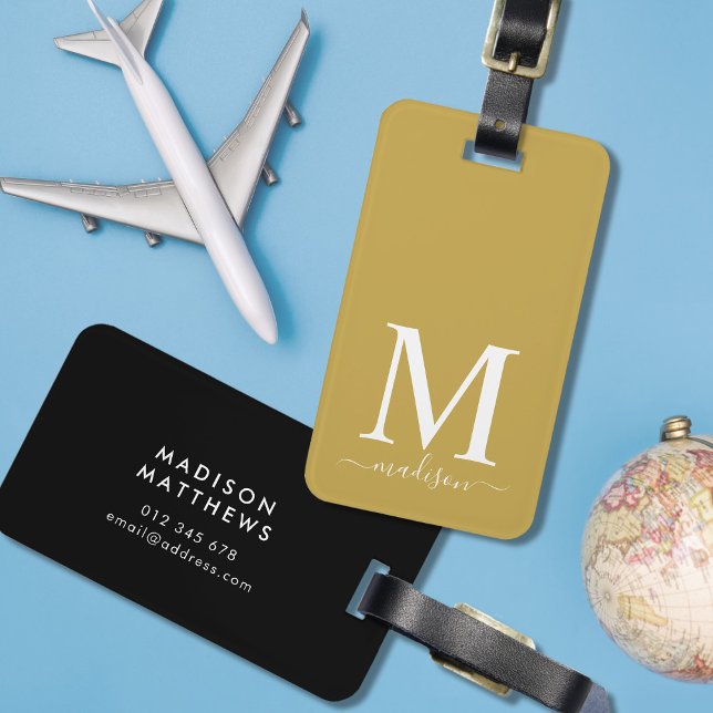 Monogram and Calligraphy with Editable Background Luggage Tag (Creator Uploaded)